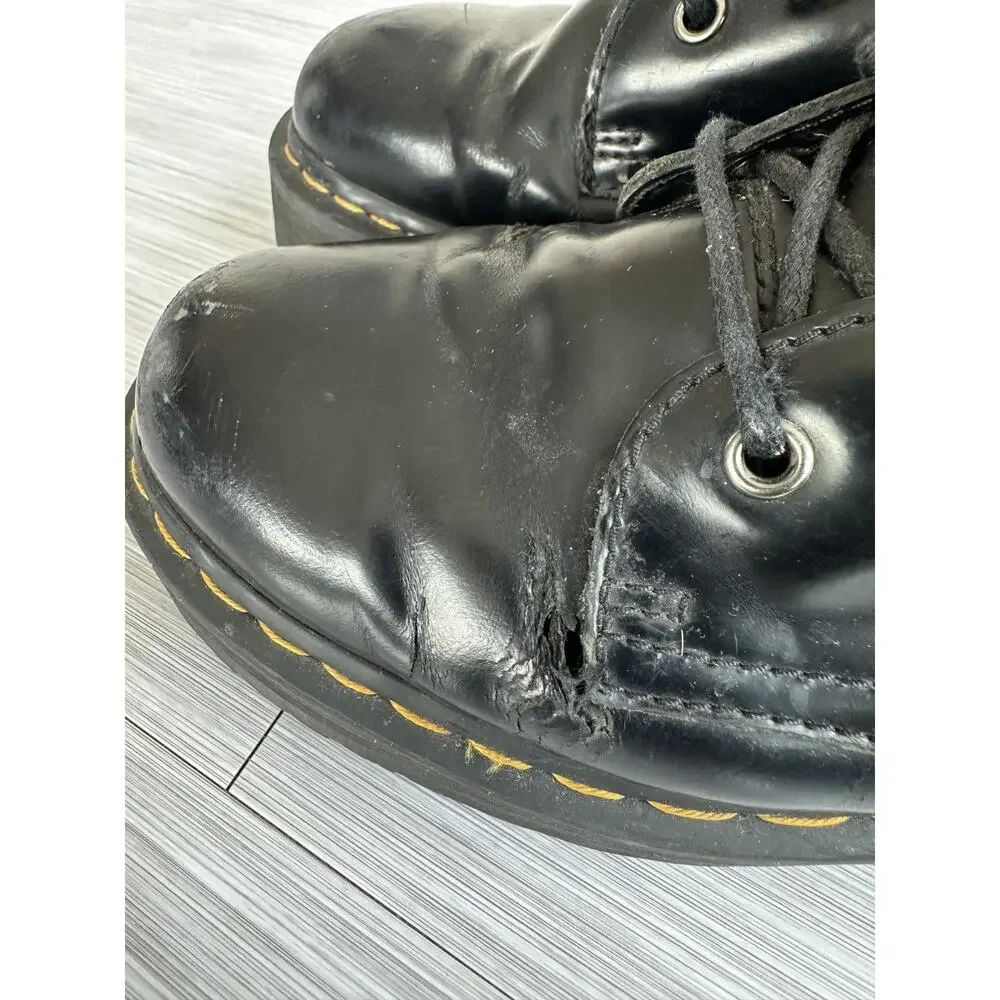 Dr. Martens Jadon Platform Black Polished Smooth Leather Boots Sz 9